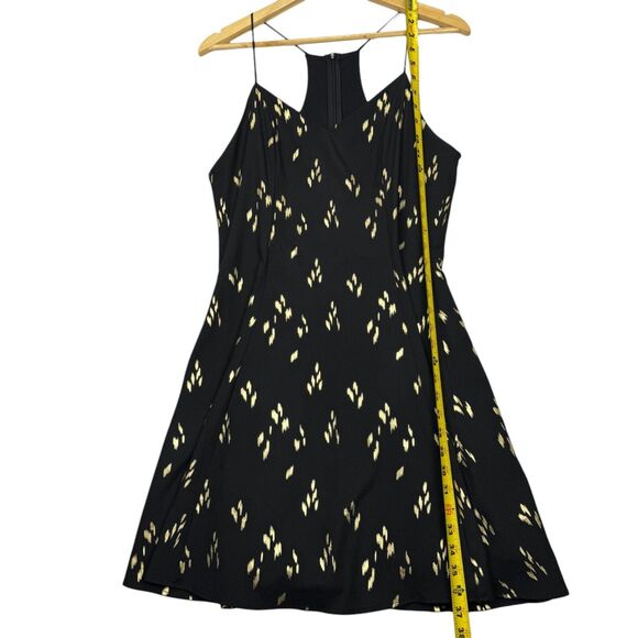 Everly Spaghetti Dress Black and Gold Size Large Racerback Knee Length Flare - Picture 11 of 16